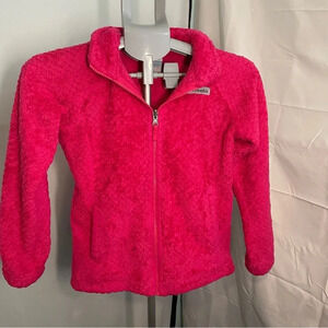 Girl’s Bright pink fuzzy Columbia fleece size medium 10-12
